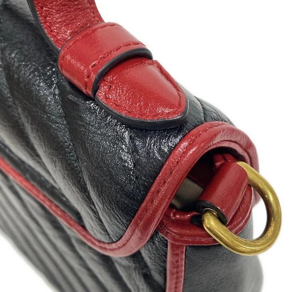 Auth GUCCI GG Marmont 583571 Black Red Leather Handbag - Picture 5 of 16
